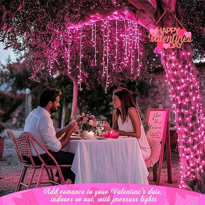 JMEXSUSS 66 Ft Pink Lights for Room Decor, 200 LED Pink String Fairy Christmas Lights Clear Wire Plug in for Bedroom Indoor Outdoor Girl's Room Decorations-VerdiqueGarden
