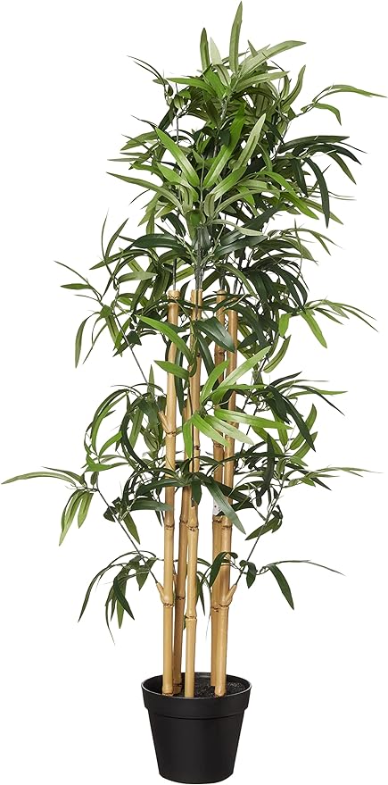 Amazon Basics Artificial Fake Bamboo Plant with Plastic Planter Pot, 39.4", Green-VerdiqueGarden