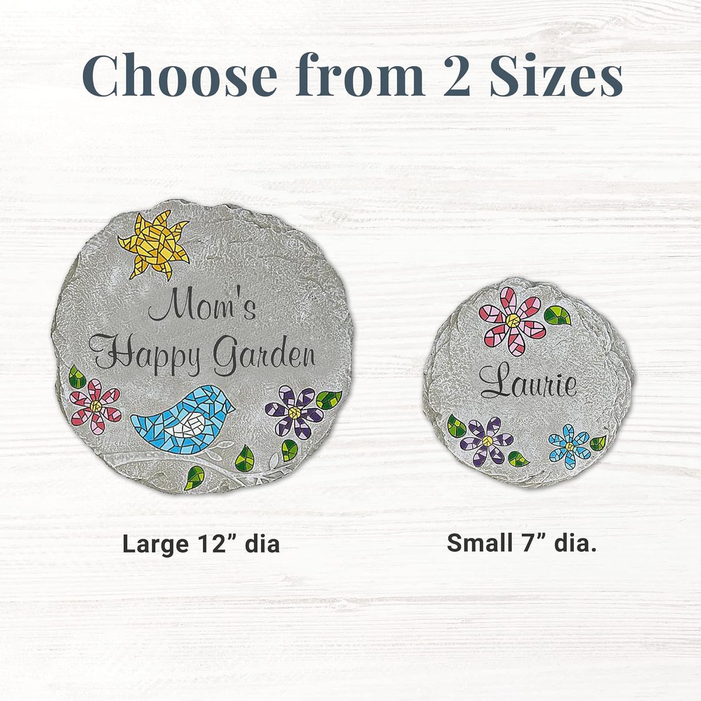 Let's Make Memories Personalized Mosaic Garden Stone - for Grandma, Mom – Small Stone - Personalize Message-VerdiqueGarden