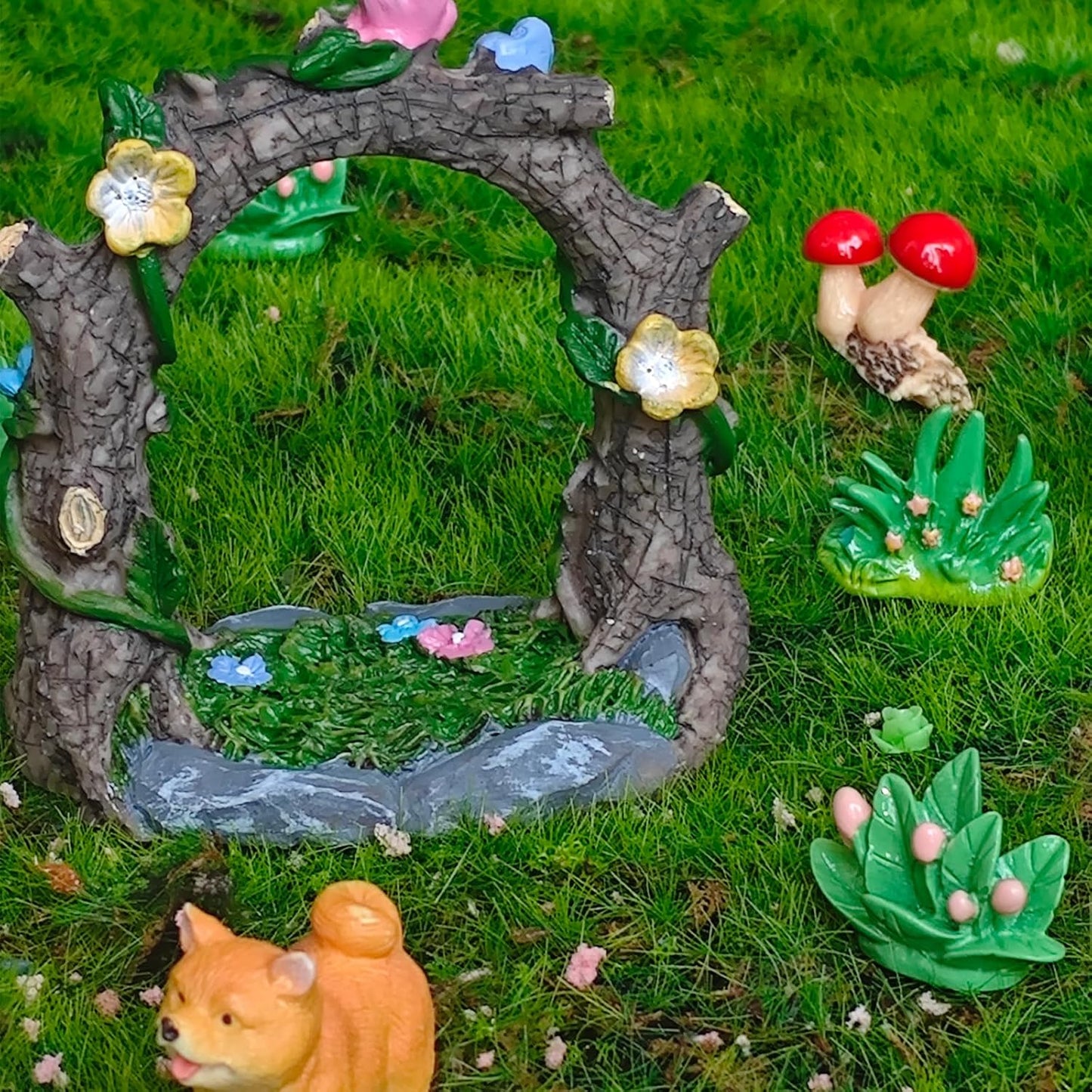 Kai Dream Miniature Fairy Garden Accessories, Resin Craft Flower Arch Figurine, 3.3 * 2 * 3.7 inches, Decorative Landscape, Dollhouse Decor-VerdiqueGarden