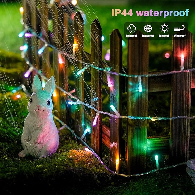 JMEXSUSS 33ft 100 LED Easter Lights for Indoor Outdoor Use, 8 Modes Connectable Easter String Lights Plug-in, Clear Wire Colorful Christmas String Lights Outdoor Waterproof-VerdiqueGarden