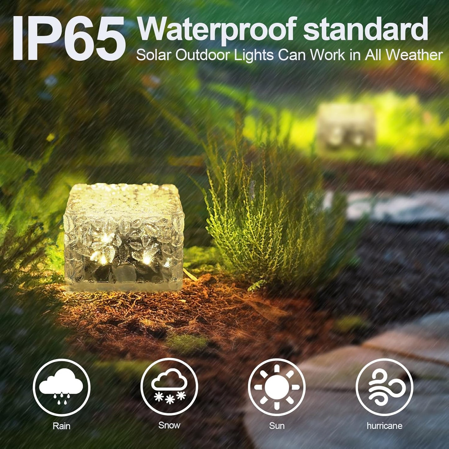 Solar Brick Lights-Outdoor Solar Lights for Yard-Solar Brick Landscape Path Light 6 Pack LED Light Brick Garden Decor for Pathway Patio Walkway Backyard Decoration-VerdiqueGarden