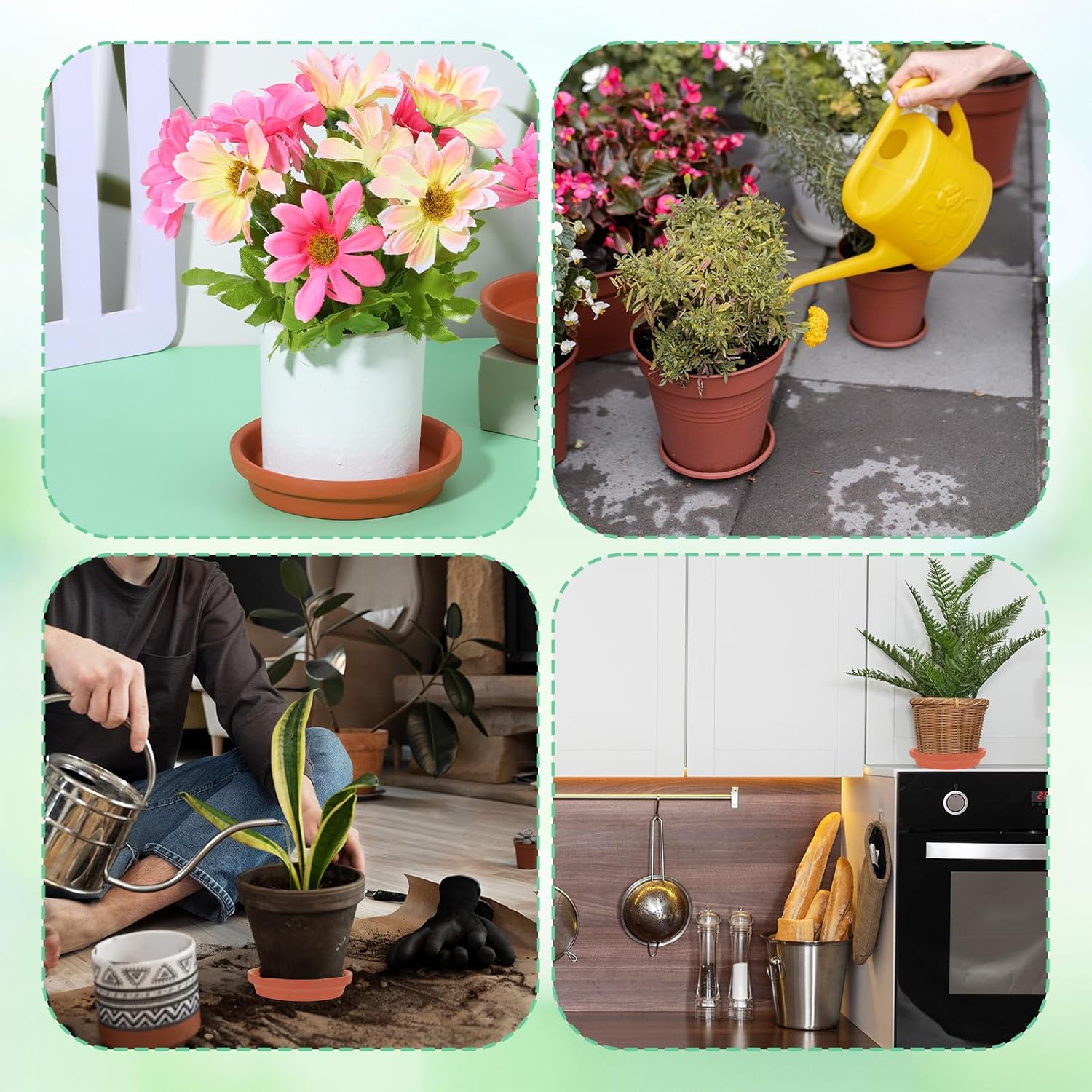 12 Pack 4.5 Inch Clay Trays, Durable and Thicker Terracotta Flower Pot Saucers for Flowers Round Clay Plate for Pots, Indoor & Outdoor Suitable for 4 inch Flower Pots-VerdiqueGarden