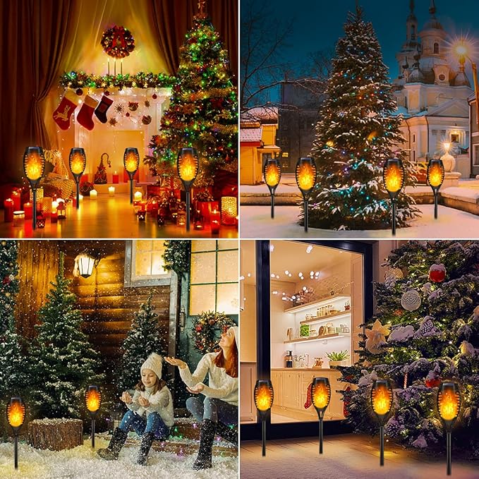 Outdoor Solar Lights, 12Pack Solar Torch Light with Flickering Flame, Garden Lights Waterproof for Outdoor Decor, Tiki Torches for Outside, Luces Solares para Exteriores Pathway Yard Garden Decor-VerdiqueGarden