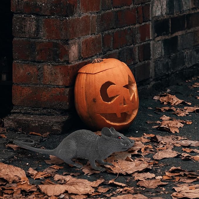 XONOR Halloween DÃcor Set of 3 Realistic Looking Spooky Mice Rats, Super Large Plastic Mouce for Best Halloween Decoration, 3 Colors (White & Black & Grey)-VerdiqueGarden