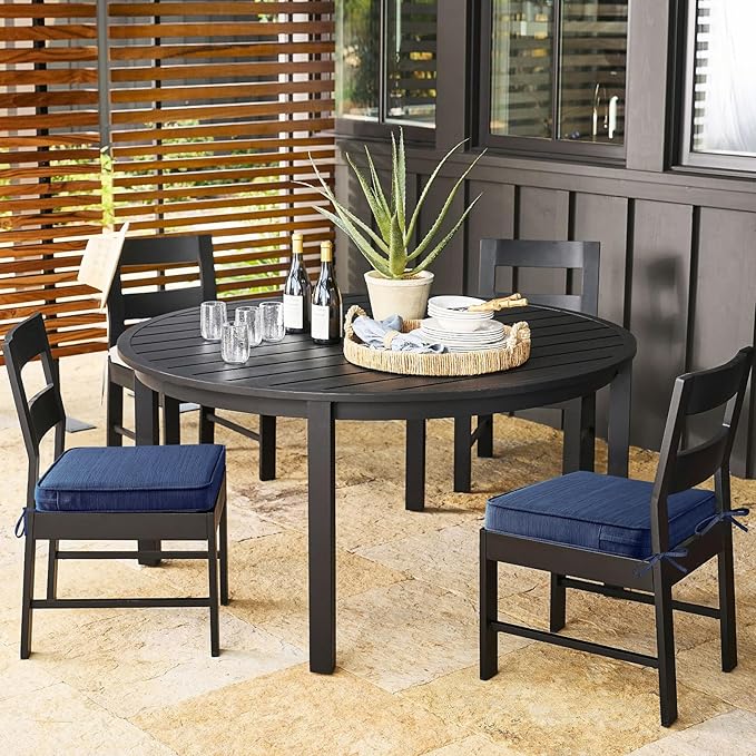 Outdoor Square Corner Seat Cushion, 18.5"x16"x3", Set of 4, Non Slip Seat Cushion Pads with Removable Cover for Patio Furniture, Garden Yard Lawn, Navy-VerdiqueGarden