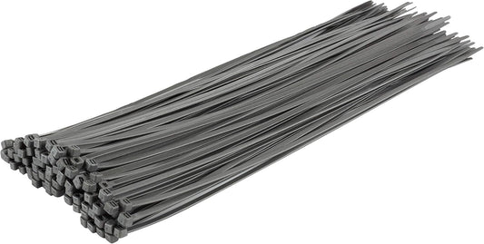 GTSE 14 Inch Silver/Gray Zip Ties, 100 Pack, 50lb Strength, UV Resistant Long Nylon Grey Cable Ties, Self-Locking 14" Tie Wraps-VerdiqueGarden