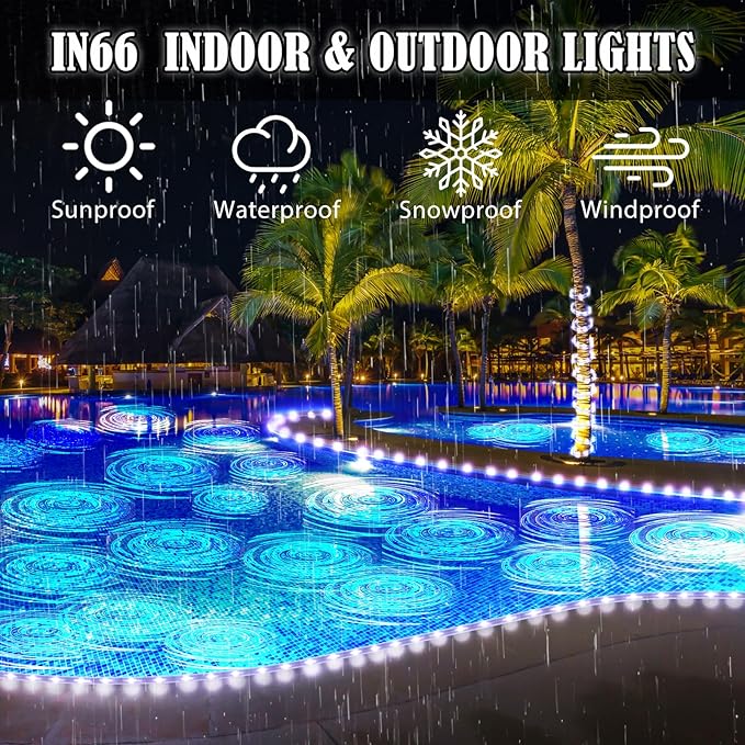 50Ft 600 LED Rope Lights Outdoor, White Flexible Tube Light Waterproof Plug in 8 Modes Timer Memory, Permanent String Lights for Tree,Pool, Bedroom, Fence, Garden, Indoor, Outside Decorations-VerdiqueGarden