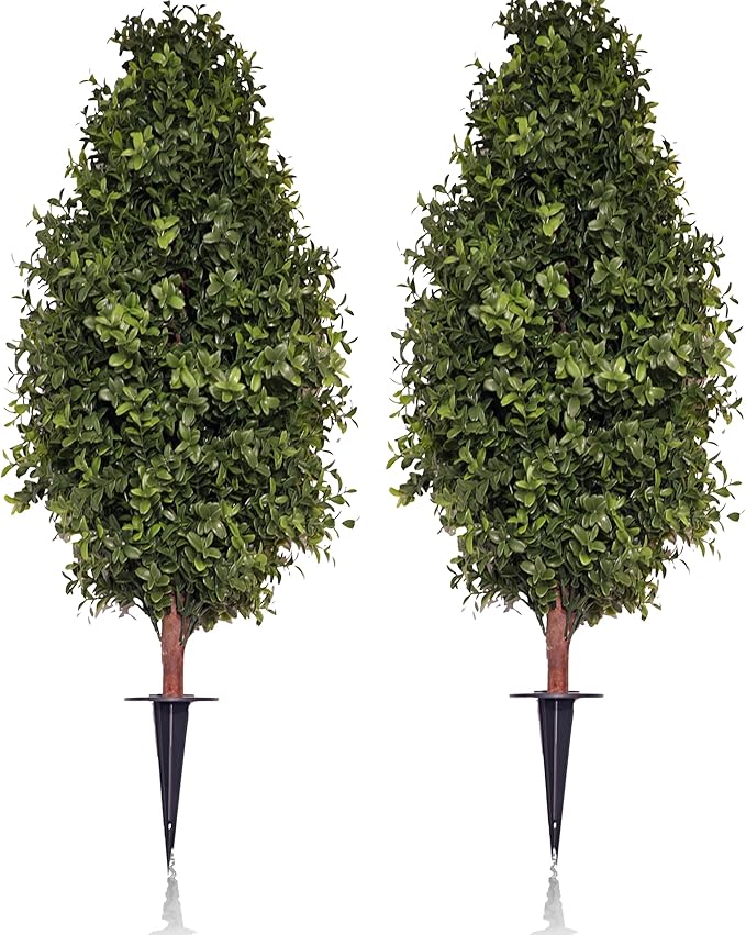 3FT Artificial Boxwood Bush Topiary Tree UV Resistance Rated with Spike. Easy to Push in The Ground.Plant Looks Great in a Planter Anywhere. Indoor/Outdoor Decor 2 Pack-VerdiqueGarden