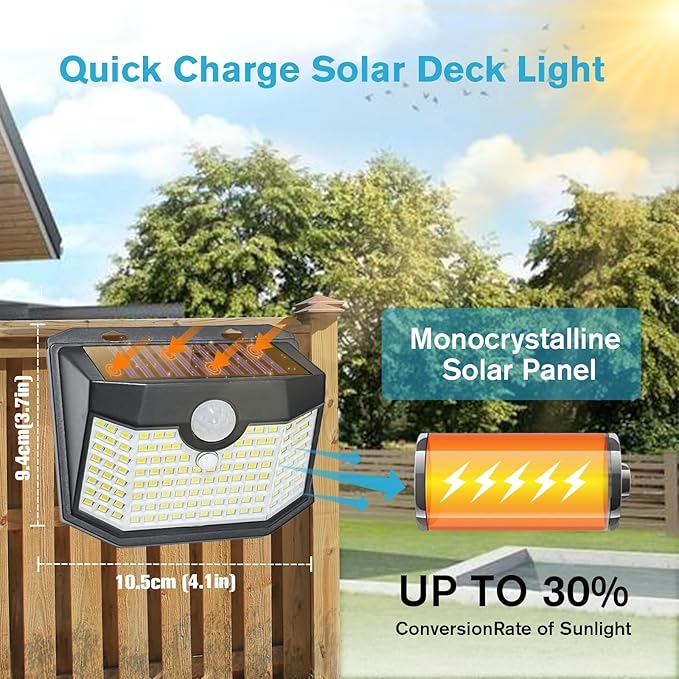 Aootek Solar Lights 4 Packs, Motion Sensor Light IP65 Waterproof with 3 Lighting Modes,Solar Lights Outdoor Waterproof for Garden Patio Garage Yard Deck-VerdiqueGarden
