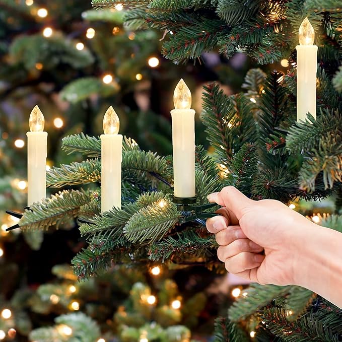 30 PCS Flameless LED Taper Candles Battery Operated Christmas Tree Candle Lights Electric Fake Candles with Remote Timer Perfect for Holiday Home Garden Wedding Parties Decor (30 PCS,Ivory)-VerdiqueGarden