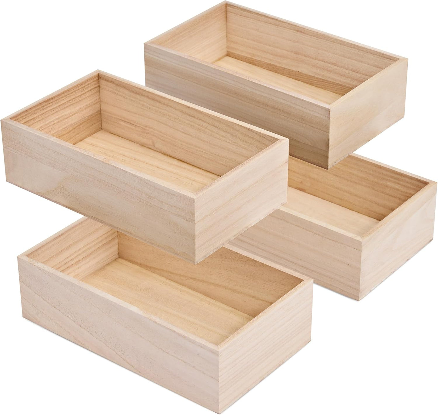 Sorbus Unfinished Wood Crates - Organizer Bins, Wooden Box for Pantry, Closet, Arts & Crafts, Cabinet Organizers, Containers (4 Pack)-VerdiqueGarden