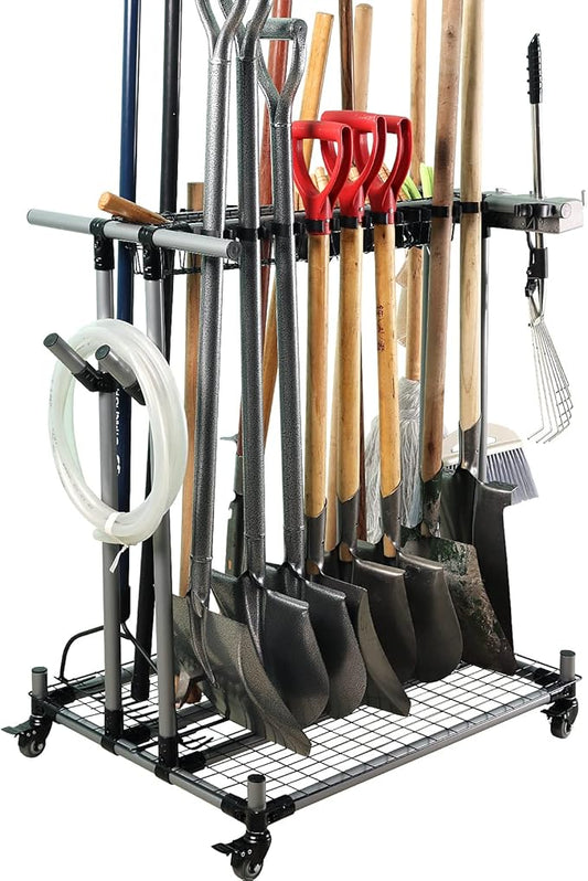 garden tool organizer metal Garage Storage Holder storage large long lawn tools heavy duty tool rack sturdy yard cart yard tool organizer for garage-VerdiqueGarden