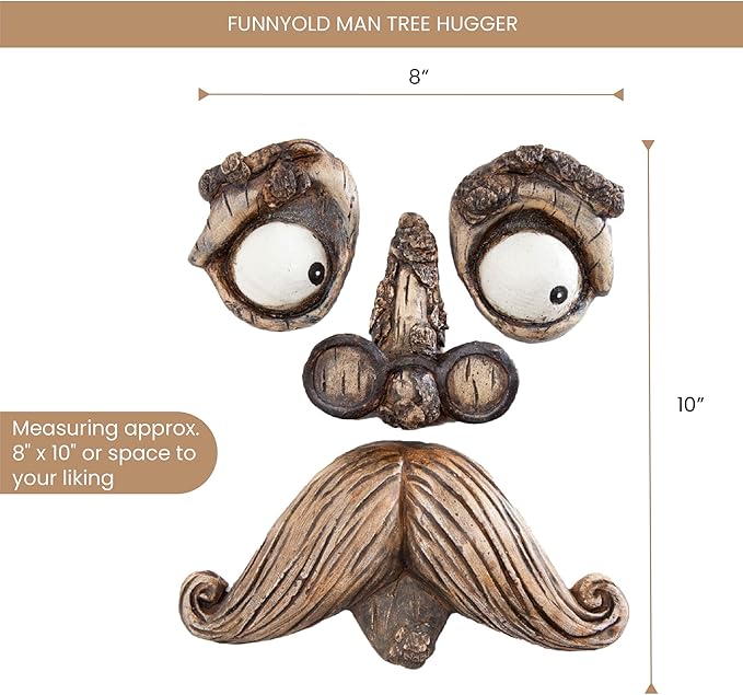 Bits and Pieces - 'Old Man' Tree Hugger - Yard Decorations - Whimsical Tree Sculpture - Garden Decoration - Garden Peeker Yard Art-VerdiqueGarden