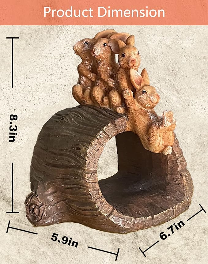 Decorative Gutter Downspout Extensions Statue, 3" x 4" Downspout Extender Outdoor Gutter Splash Block, Rabbit Decor Garden Gutter Guardian Sculpture, Garden Rain Downspout Diverter-VerdiqueGarden