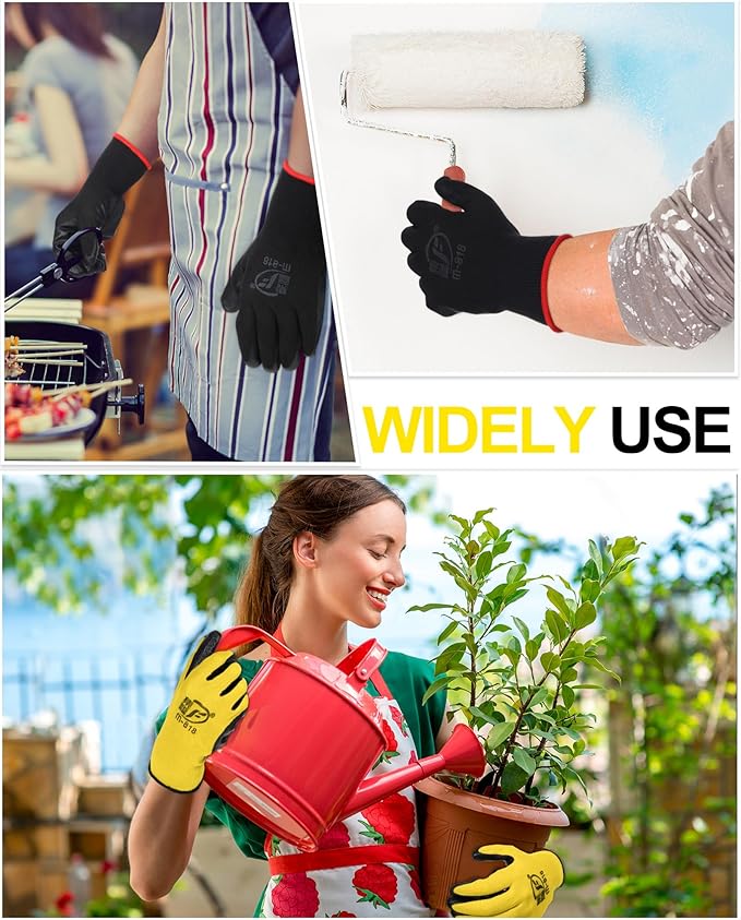 Nuogo 48 Pairs Gardening Gloves for Men Women Rubber Coated Safety Work Gloves Bulk for Gardening Construction Work-VerdiqueGarden