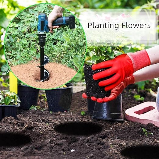 Garden Auger Drill Bit for Planting-1.6x16'' & 3.54x15.7,Ground Earth Spiral Drill Bit for 3/8" Hex Drive Drill, Yard Auger Drill for Bulbs Planting, Hole Digger Flowers,Umbrella Holes,Bedding Digging-VerdiqueGarden