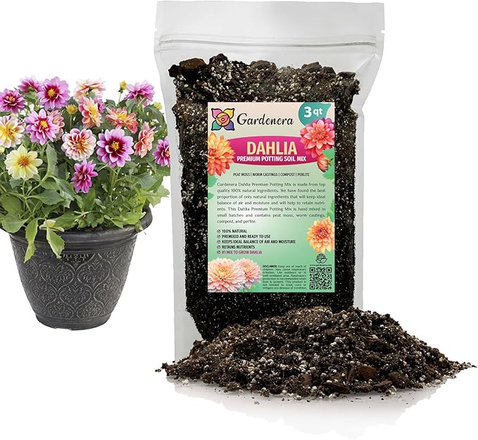 Premium Dahlia Potting Soil Mix - Ideal for Growing Vibrant and Healthy Dahlias - 3 Quart-VerdiqueGarden