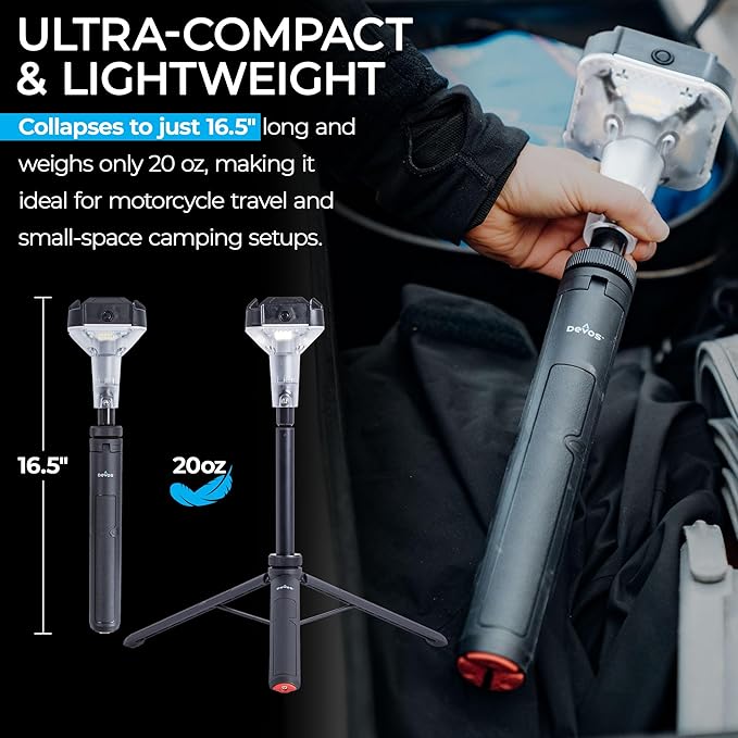 DEVOS - LIGHTRANGER 800 Mini Telescoping Camp Light, 4.5 Tall with 800 Lumens, Ultra Compact & Portable, Rechargeable LED Lantern, Up to 30-Hour Runtime, 1 Year Warranty, Includes Carry Case-VerdiqueGarden
