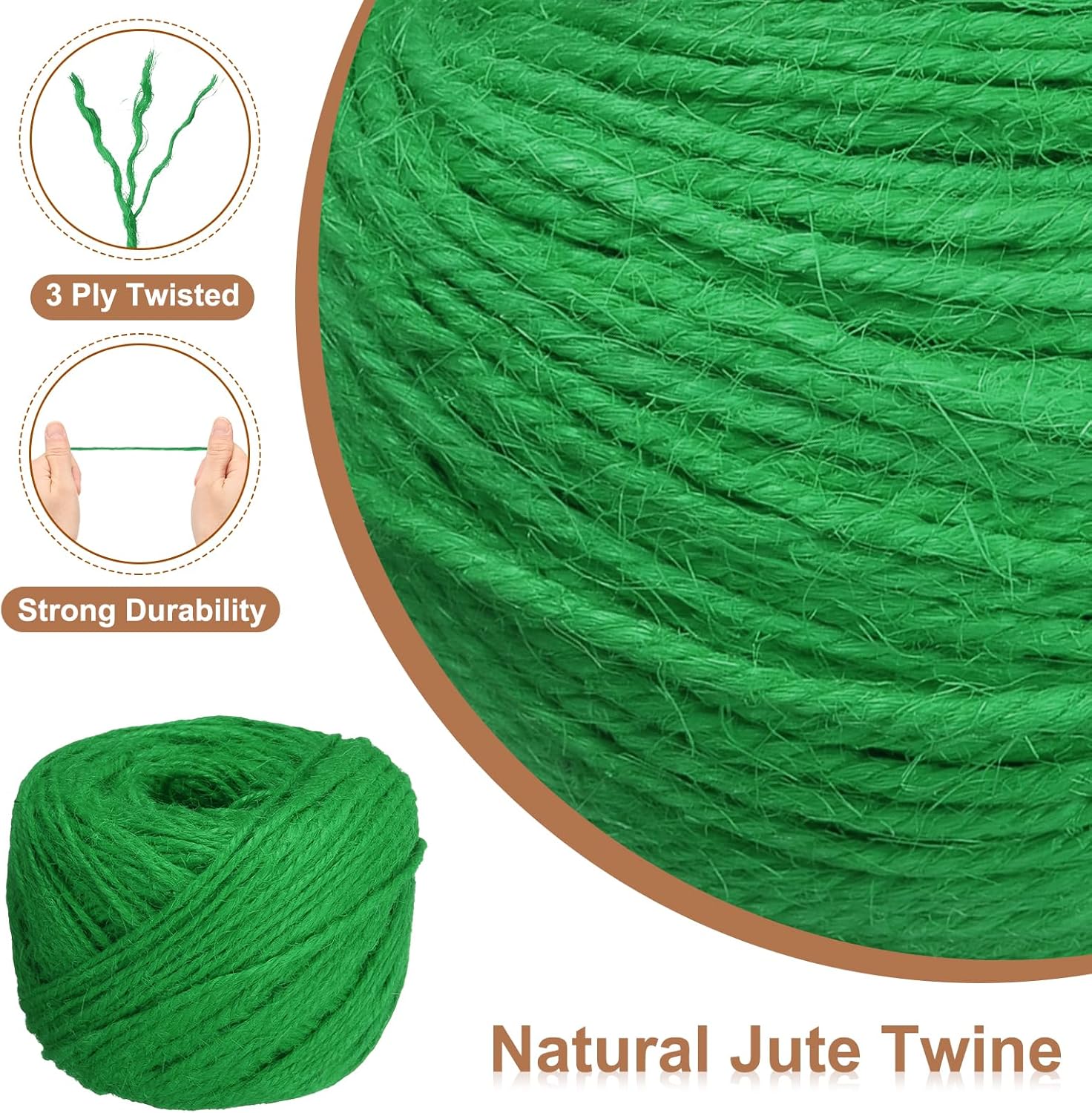 uxcell 328 Feet Natural Jute Twine String,2mm Thin Garden Twine Rope Colored Plant String Cord for DIY Art Crafts Gift Wrapping Decoration Packing Gardening Plant Hanger,Green-VerdiqueGarden