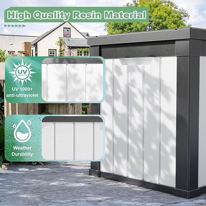 DRATO 50 Gallon Deck Box, Outdoor Storage Box for Patio Cushion, Sports Equipment, Garden Tools, Waterproof Patio Storage box, Lockable (Black and White)-VerdiqueGarden