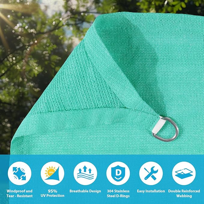 Amagenix Sun Shade Sail 4'X6' Curved Edge Outdoor Shade Canopy Turquoise Breathable 95% UV Block Shade Cloth for Patio Garden Backyard (We Make Custom Size)-VerdiqueGarden