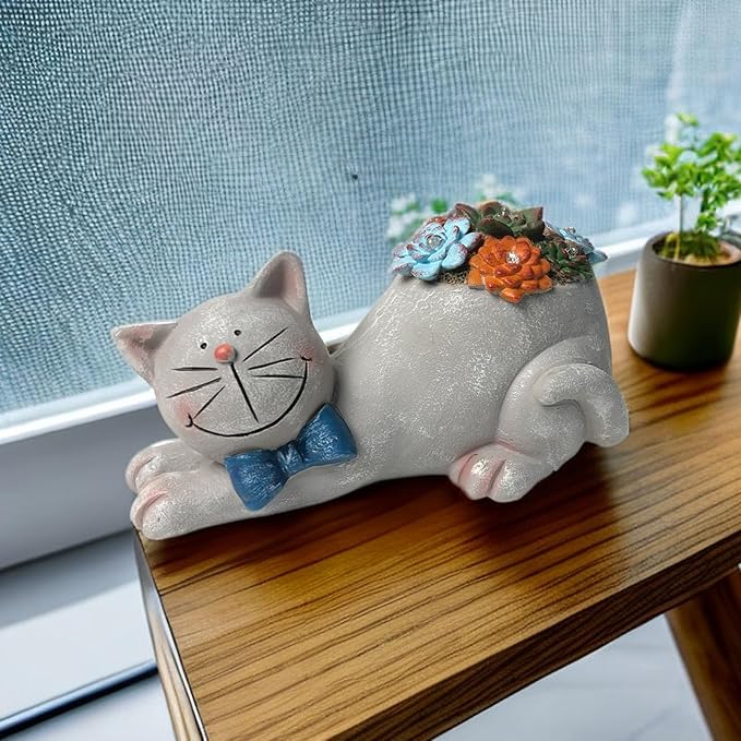Cat Garden Figurines Outdoor Decor Solar Statue with LED Lights for Patio Lawn Yard Art Decoration Housewarming Garden Gift-VerdiqueGarden