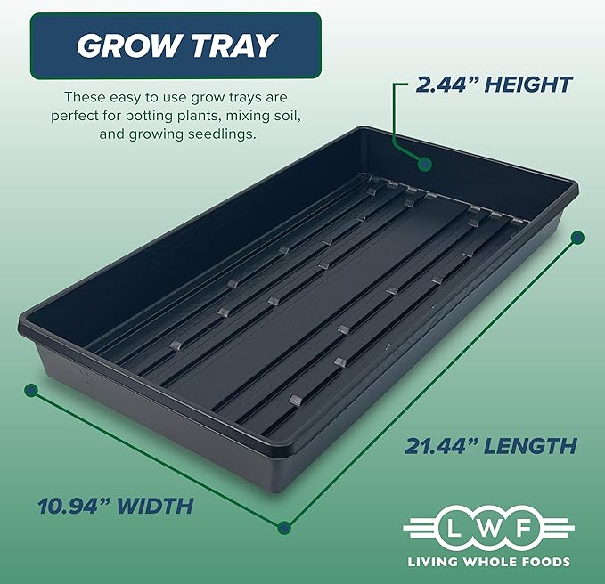 10 Plant Growing Trays (No Drain Holes) - 20" x 10" - Perfect Garden Seed Starter Grow Trays: for Seedlings, Indoor Gardening, Growing Microgreens, Wheatgrass & More - Soil or Hydroponic-VerdiqueGarden