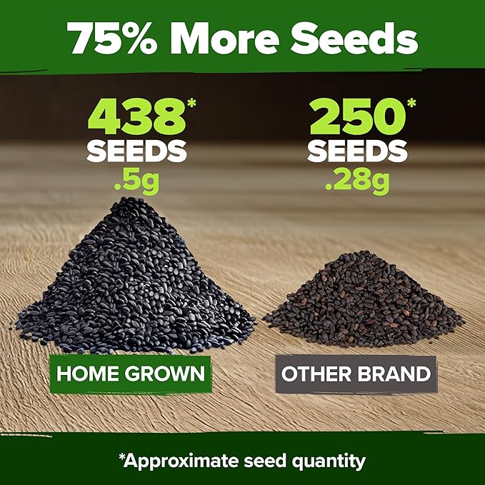 HOME GROWN Thai Basil Seeds Pack - 438 High Germination 𝗡𝗢𝗡-𝗚𝗠𝗢 𝗨𝗦𝗔 Heirloom Herb Seeds for Planting,Ideal for Growing Fresh Basil Planting Indoor or Outdoor(Ocimum basilicum var.thyrsiflora)-VerdiqueGarden