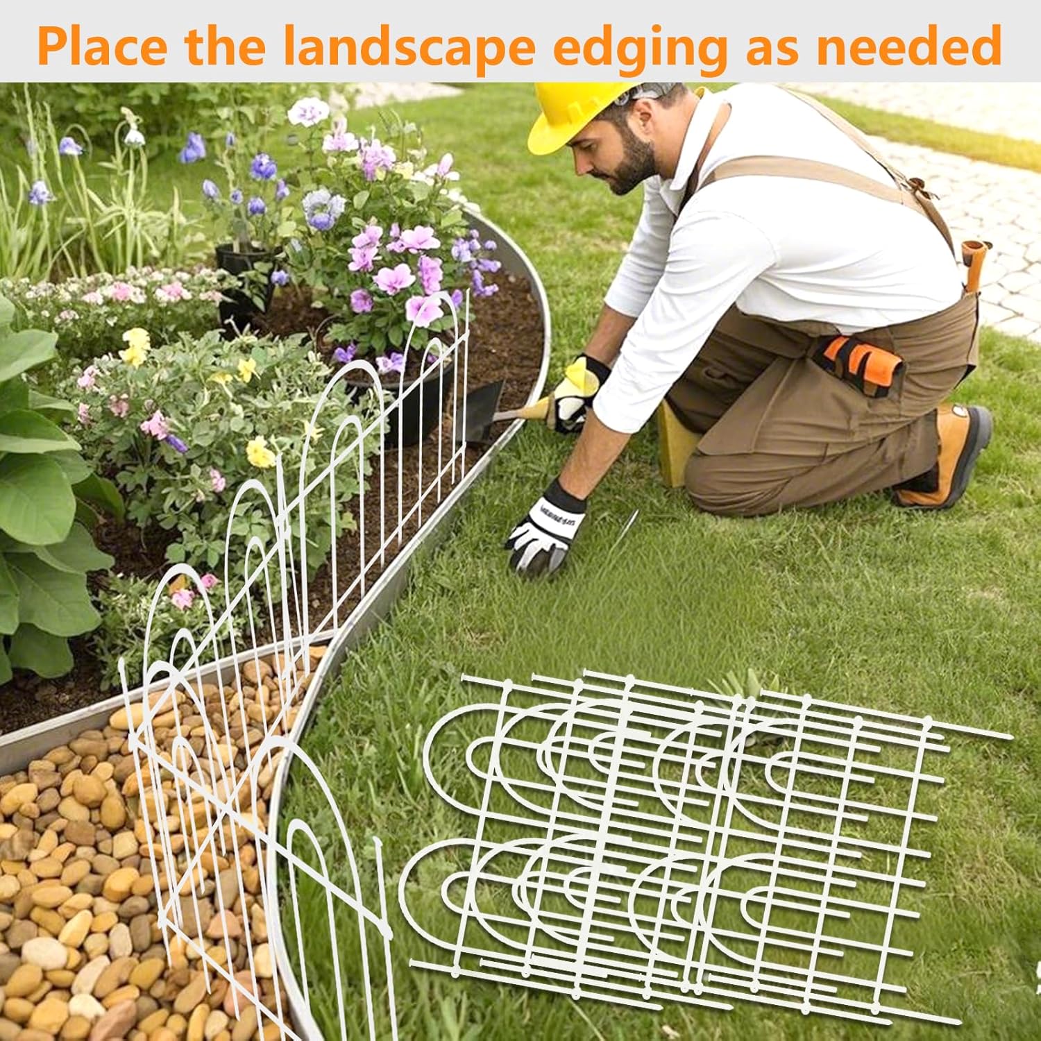 45ft X 13in Animal Barrier Fence, 32 Panels No Dig Fence for Dogs Rabbit, Anti Digging Defense Barrier Garden Edging Border, Rustproof Metal Arched Decorative Garden Fencing for Outdoor, Yard, White-VerdiqueGarden