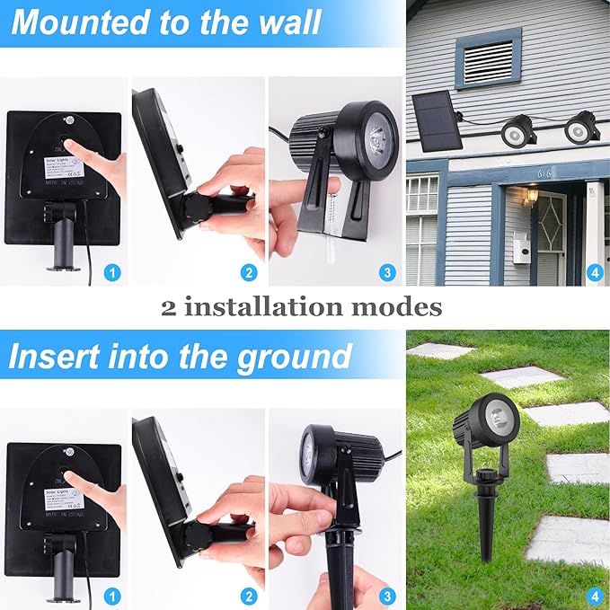 Solar Spot Lights Outdoor, Color Changing Lights RGB Landscape Lighting Waterproof Auto ON/Off Adjustable Garden Spotlight for Yard, Garden, Driveway, Pool, Lawn (6-in-1)-VerdiqueGarden