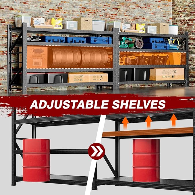 8000LBS Metal Steel Storage Shelves - 68" W Black 4 Tier Heavy Duty Rack Commercial Industrial Shelving with Adjustable Shelf for Basement Garage Warehouse - 68" W x 24" D x 63.4" H-VerdiqueGarden