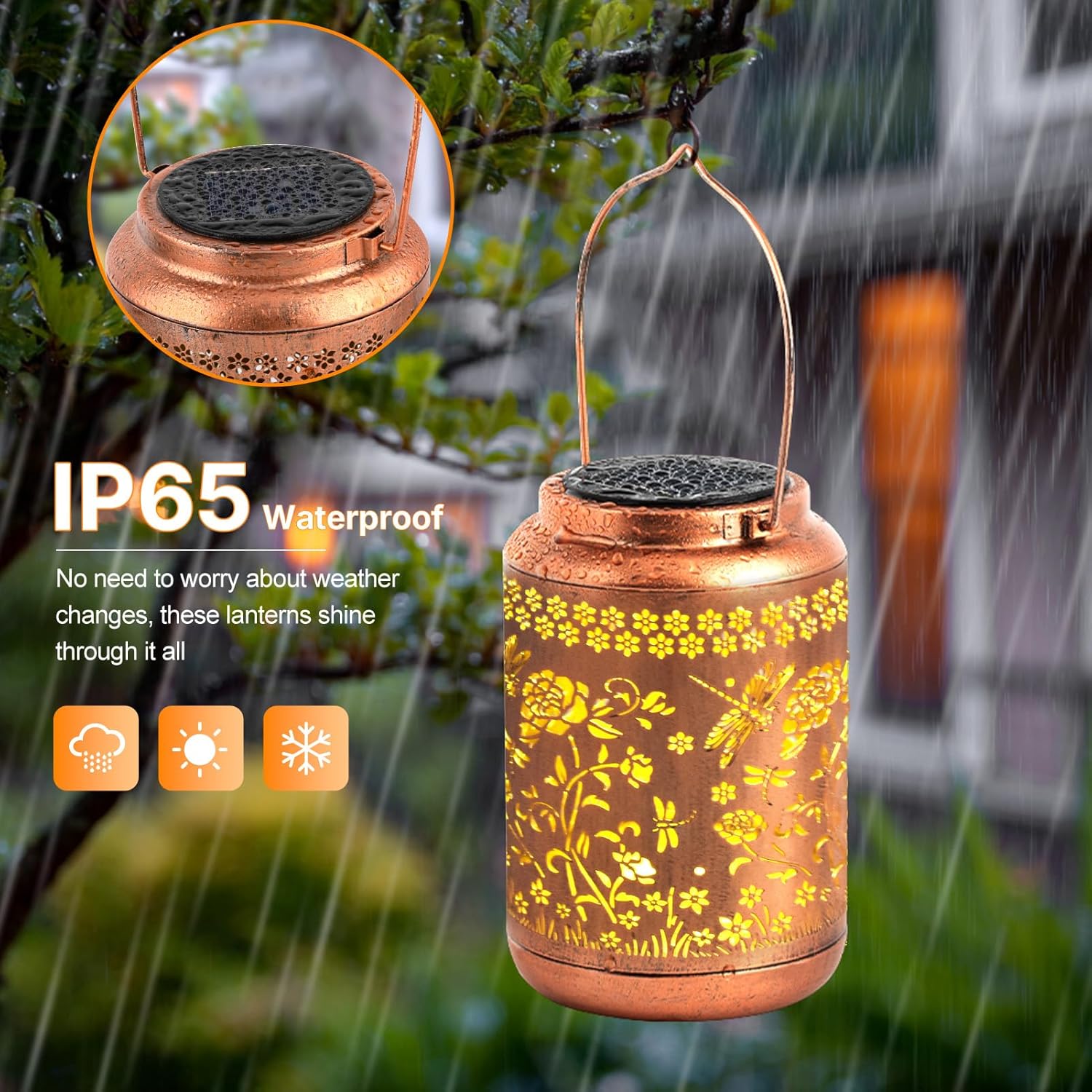 Solar Lanterns Outdoor Waterproof, Dragonfly Garden Decor for Yard Porch Lawn Patio Pathway, Hanging Solar Lights Birthday Gifts for Women Mom Grandma Sister Friend-VerdiqueGarden
