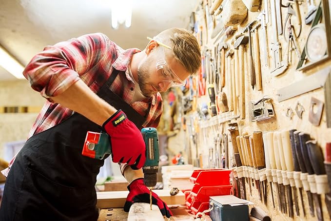 DULFINE High Performance Work Gloves For Men(12 Pairs Pack), High Dexterity Touch Screen For Multipurpose,Excellent Grip (Large)-VerdiqueGarden