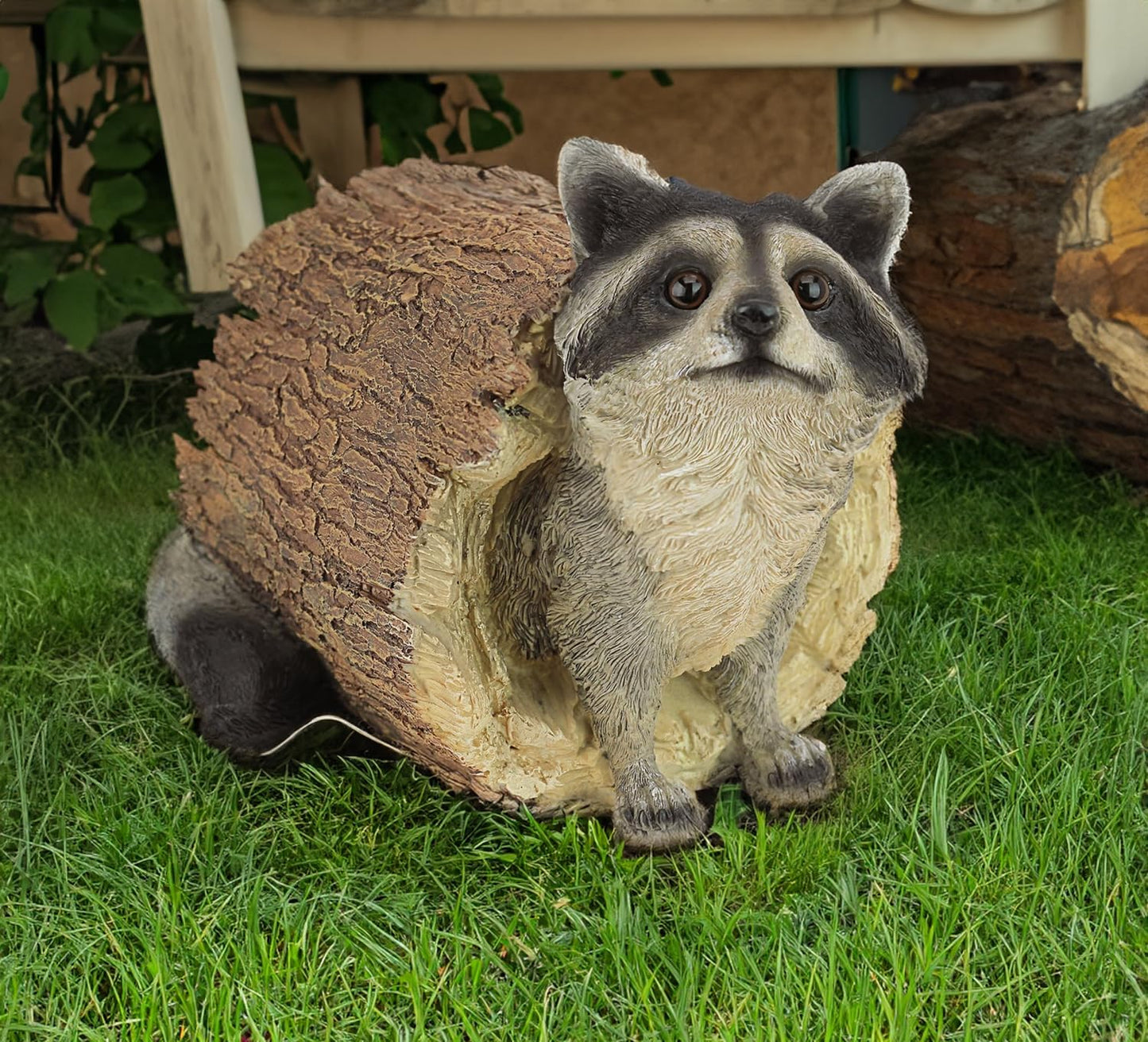 Raccoon Outdoor Animal Statue - Lifelike Raccoon Figurine, Woodland Theme Animal Decor, Home & Garden Decor Accent, Decorative Statue & Sculpture-VerdiqueGarden