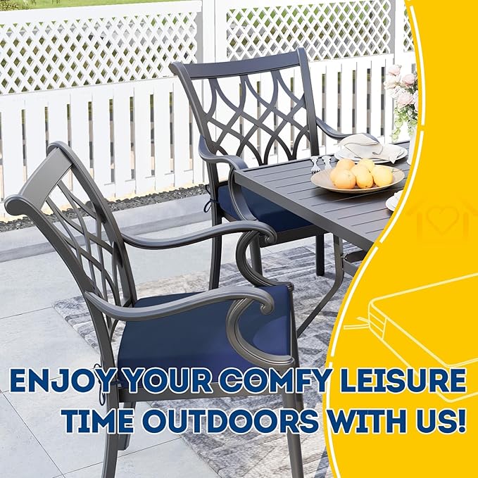 AAAAAcessories Outdoor Seat Cushions for Chairs, Waterproof, Fade-Resistant Patio Furniture Replacement Cushions, 21" x 21" x 4", Set of 2, Navy Blue-VerdiqueGarden