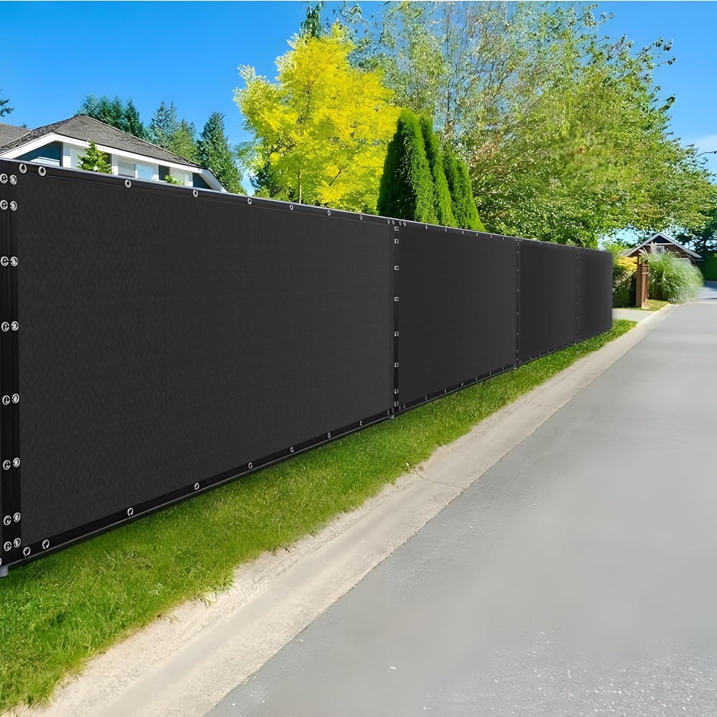 Xpose Safety Privacy Fence Screen 5’ x 50’ – Heavy Duty Black Mesh with 90% Visibility Block, UV Protection – Includes Cable Ties – for Garden, Yard, Nursery, Kennel, Dog Run, Greenhouse-VerdiqueGarden