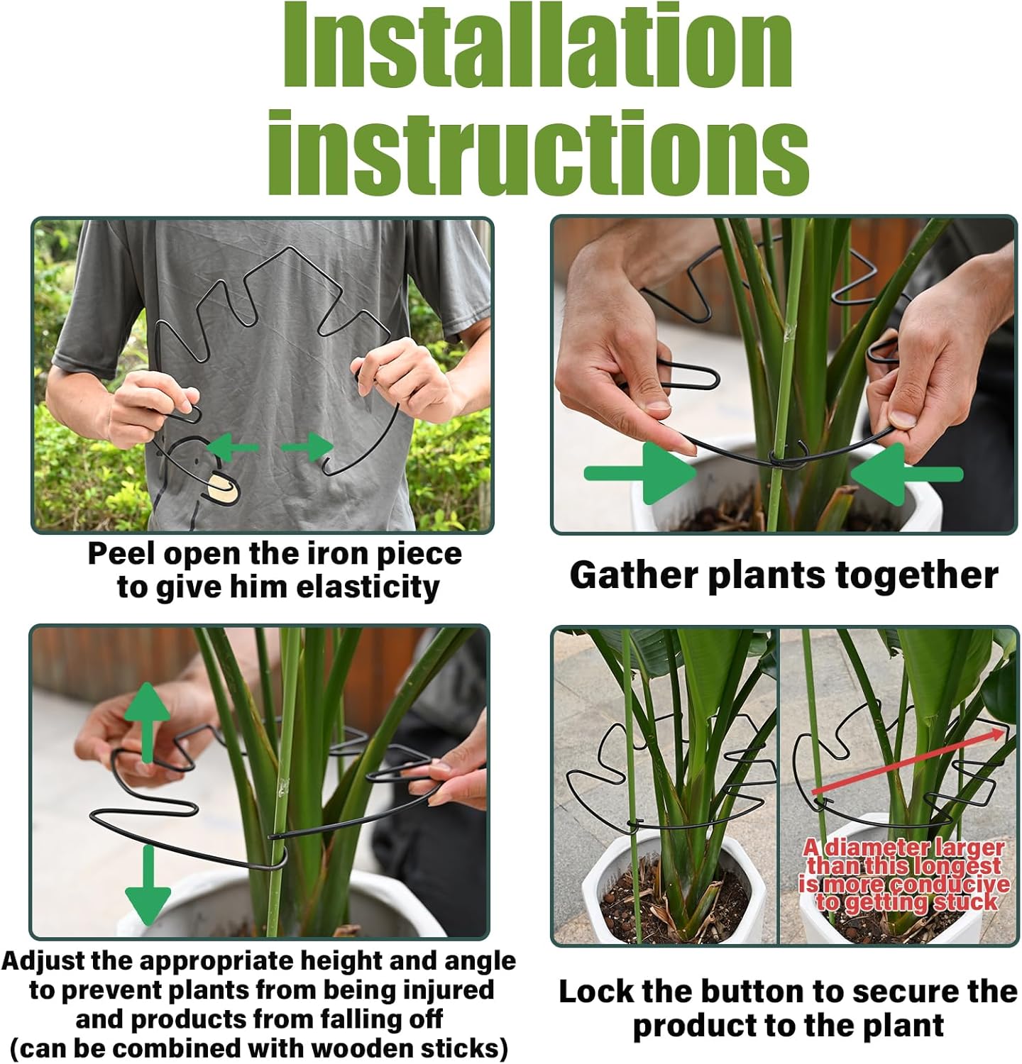 5PCS Monstera Plant Stem Support - 11 * 9.4 Inches, Durable Metal Stake Holder, Adjustable for Indoor Plant Leaf Support. Gentle Clips for Enhanced Stability for Plant Lovers!-VerdiqueGarden