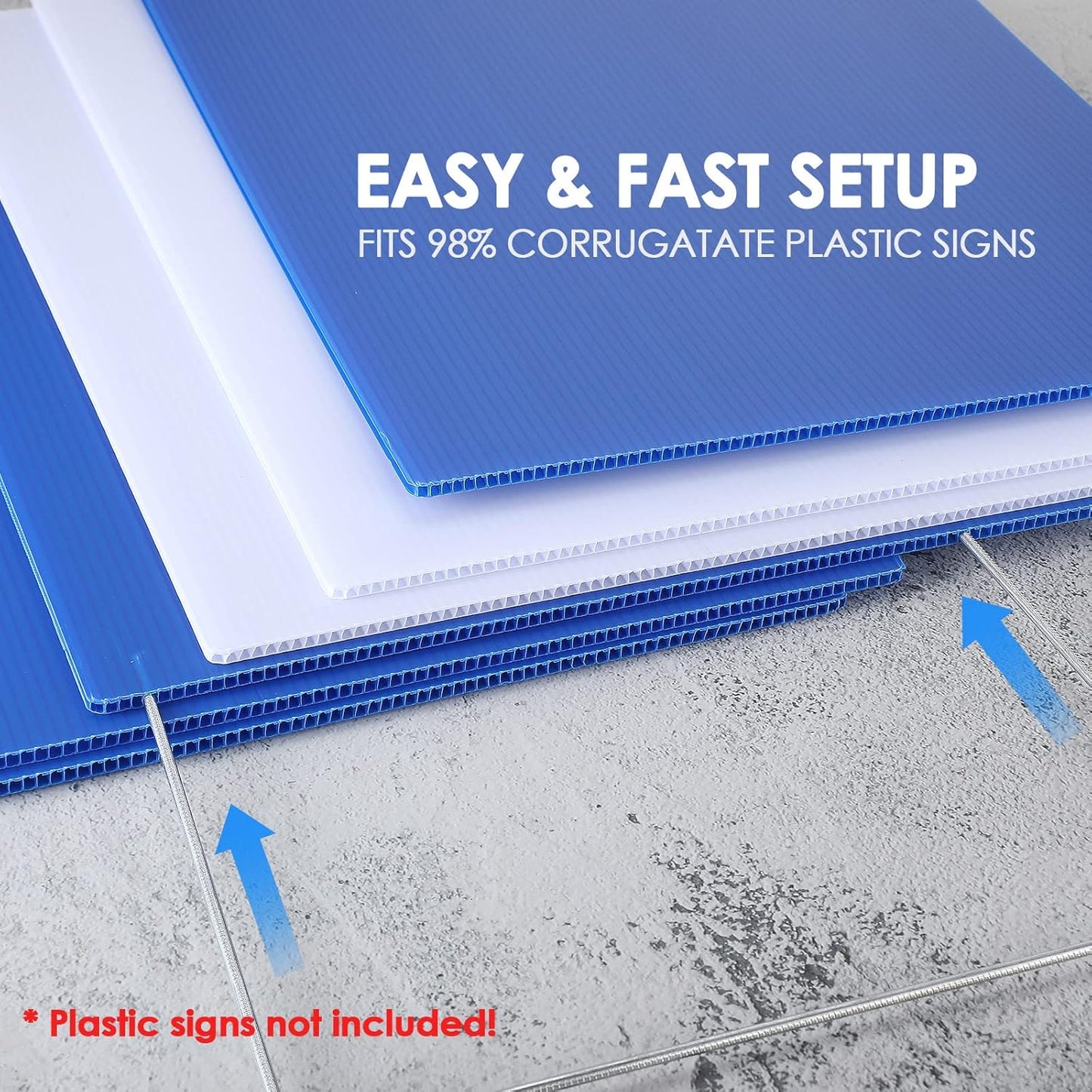 200 Pcs H Stakes for Yard Signs 24'' x 10'' Metal Heavy Duty H Frame Lawn Wire Stakes Weatherproof Metal Sign Holder Bulk for 4mm 5mm Corrugated Signs Board Guidepost Yard House Garden Decor-VerdiqueGarden