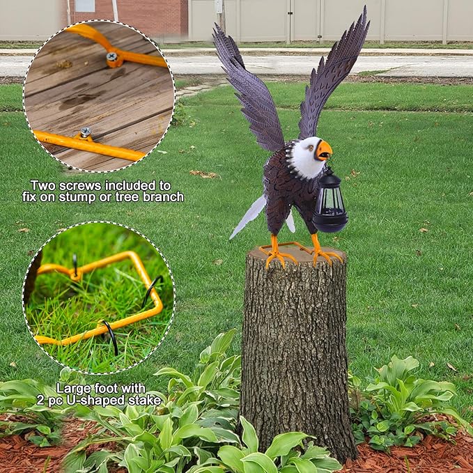 Nacome Metal Bald Eagle Large Outdoor Statues,Yard Decorations Outdoor Garden Sculptures & Statues，Garden Gifts-VerdiqueGarden