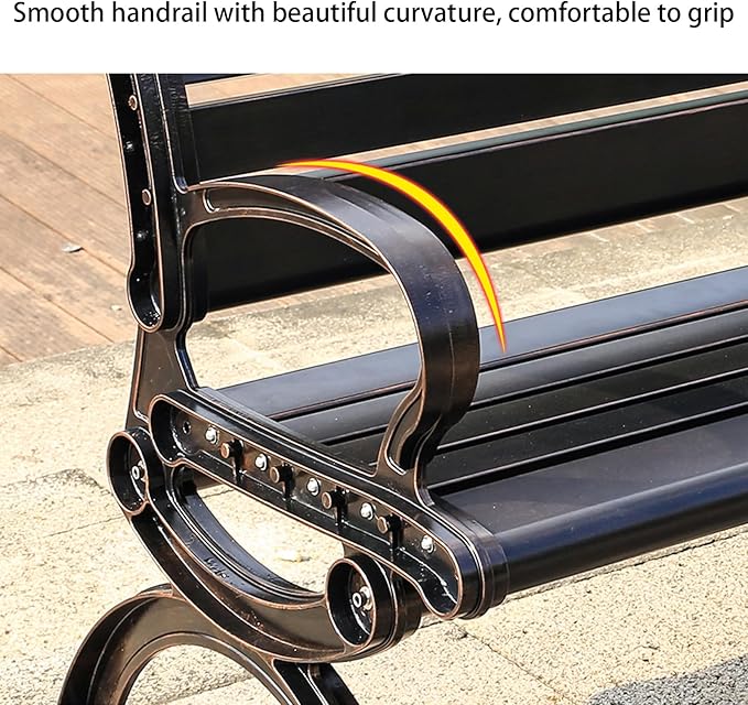 Outdoor Bench Chair Cast Aluminum Garden Bench Patio Bench All-Weather Park Bench for Backyard Porch Lawn (150cm Armless Park Bench)-VerdiqueGarden