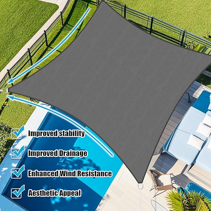 Amagenix Sun Shade Sail 5'X7' Curved Edge Outdoor Shade Canopy Dark Grey Breathable 95% UV Block Shade Cloth for Patio Garden Backyard (We Make Custom Size)-VerdiqueGarden