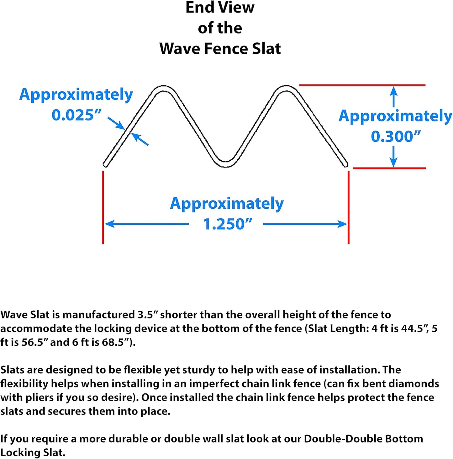 Wave Slat (9 Colors) Single Wall Bottom Locking Privacy Slat for 4', 5', 6', 7' and 8' Chain Link Fence (4 ft, Green)-VerdiqueGarden