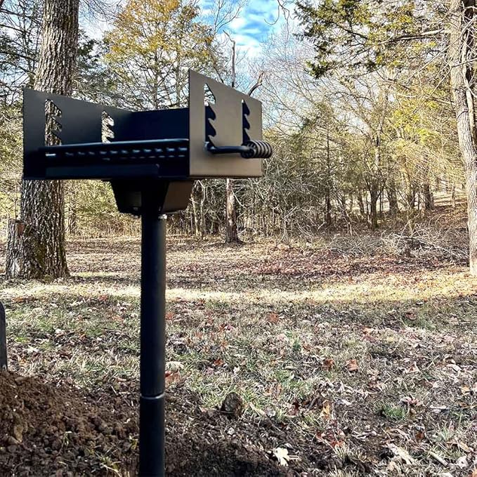 Titan Great Outdoors Park-Style Grill V2, 256 Sq. In Charcoal Grill with Base Anchor, Single Post Outdoor Cooking Backyard BBQ, Camp Grilling Barbecues-VerdiqueGarden