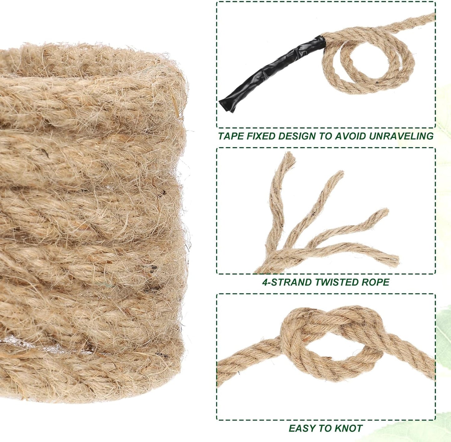 PATIKIL 1/4" x 50 Ft Twisted Manila Jute Rope Natural Thick Twine for Docks, Railings, Bundling, Craft, Tug of War, Decorating-VerdiqueGarden