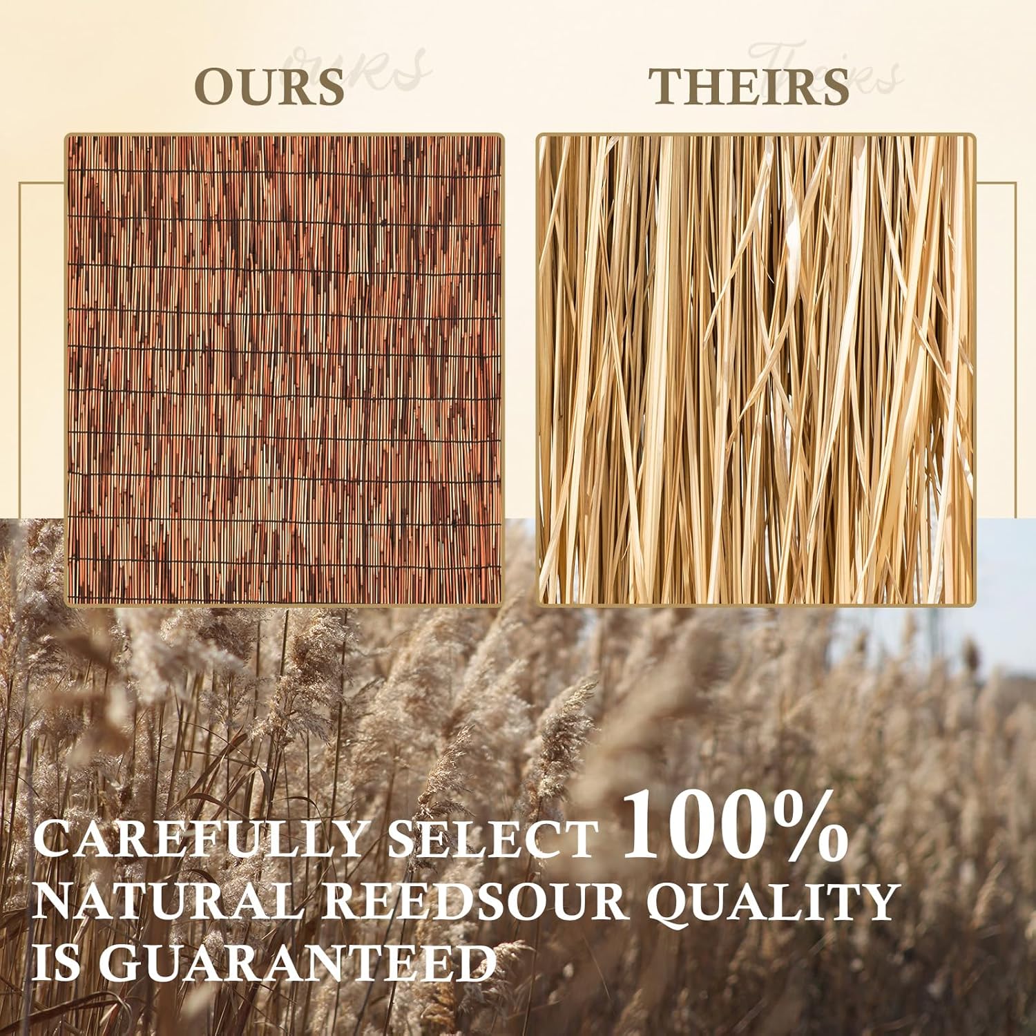 Brown 2 Pack 3.3FT X 16.4FT Reed Fencing Roll, Balcony Privacy Shade Reed Bamboo Fencing Garden Fence Border, Wind Block Sunshade Fence Screen for Outdoor Yard Patio Flower Bed Edge-VerdiqueGarden