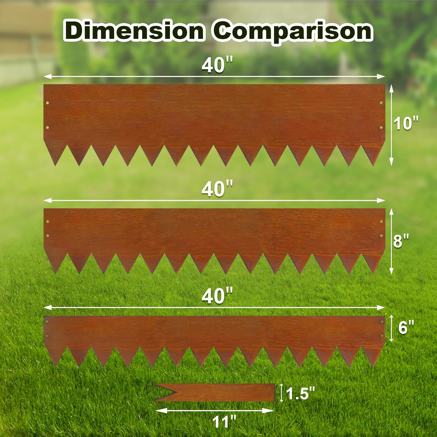 10 Inch Corten Steel Landscape Edging, 6 Pack Metal Landscape Edging, Landscape Edging with 7 Clips and Gloves for Lawn, Pathway, Yard (Rust-Colored)-VerdiqueGarden
