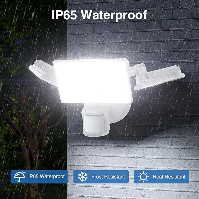 150W Motion Sensor Lights Outdoor for Outside, 15000LM LED Flood Lights Outdoor Wired Dusk to Dawn, Exterior Security Floodlight Fixture Waterproof IP65, Outdoor Lighting for House, Garage-VerdiqueGarden