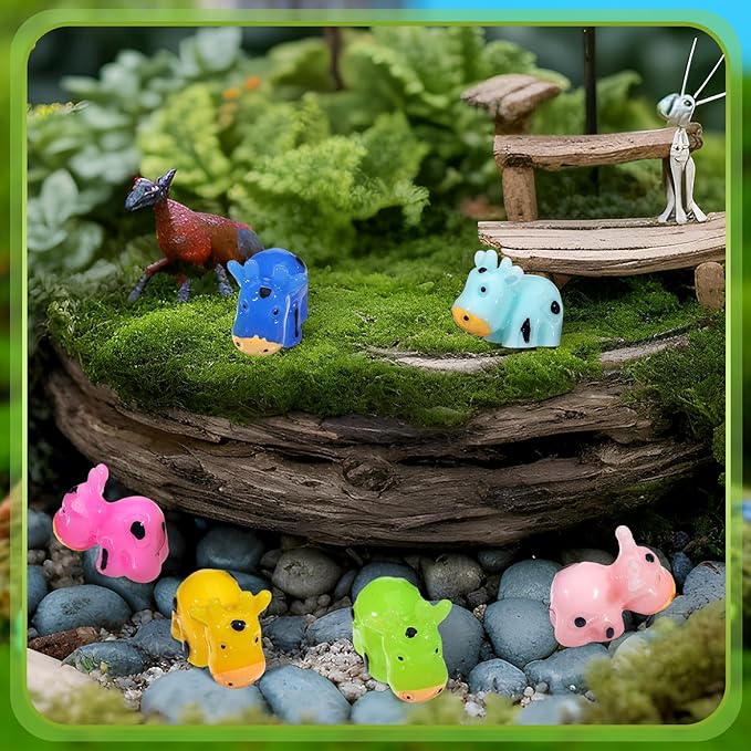 Liliful 200 Mini Resin Cows Bulk Small Plastic Cows Figurines Cute Miniature Cows Animals Figurines Ornament for Moss Landscape Decoration Dollhouse Garden DIY Crafts Accessories-VerdiqueGarden