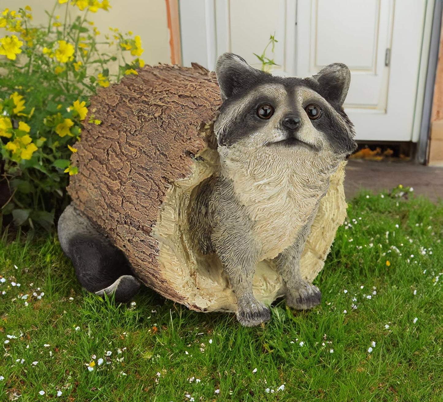 Raccoon Outdoor Animal Statue - Lifelike Raccoon Figurine, Woodland Theme Animal Decor, Home & Garden Decor Accent, Decorative Statue & Sculpture-VerdiqueGarden